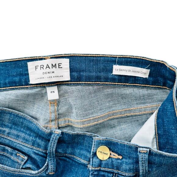 FRAME Denim Le Skinny De Jeanne Crop Size 25 Raw Hem 7/8 Denim Stretch - Picture 5 of 7